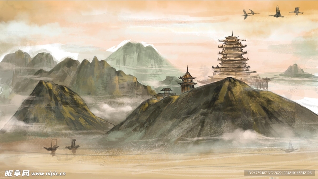 中国风山水 黄鹤楼