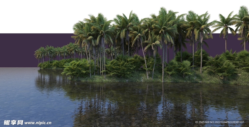 湖水椰子树分层PSD场景素材