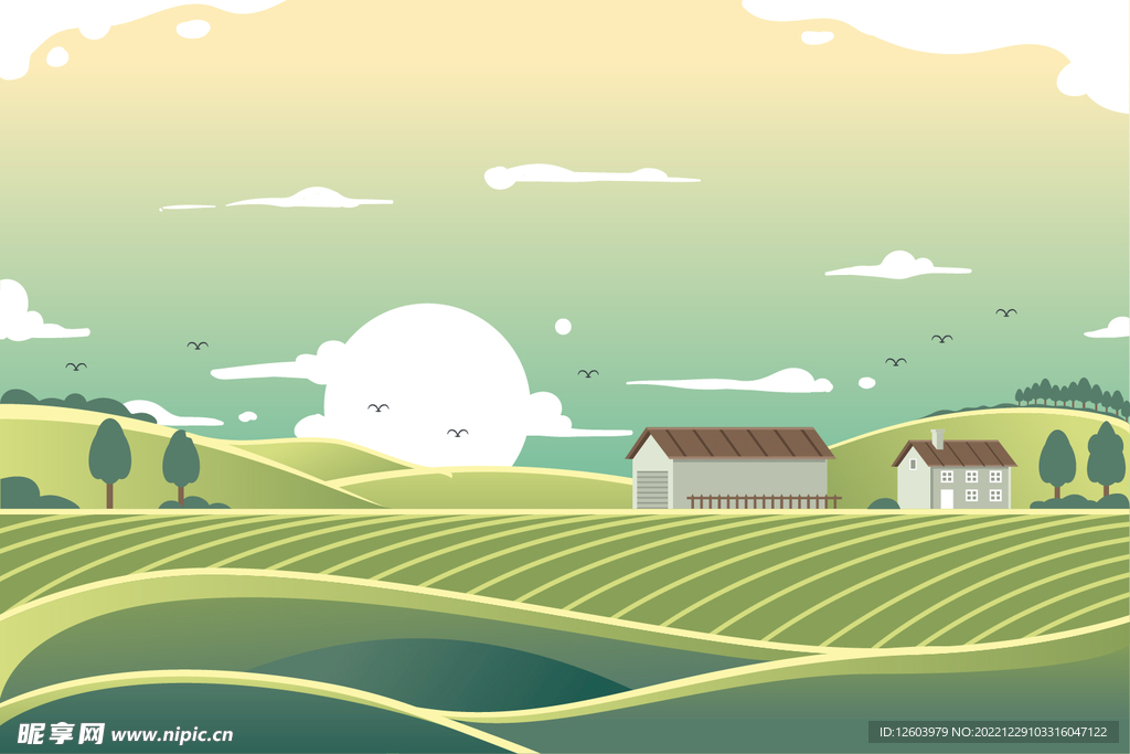 农业绿色背景插画