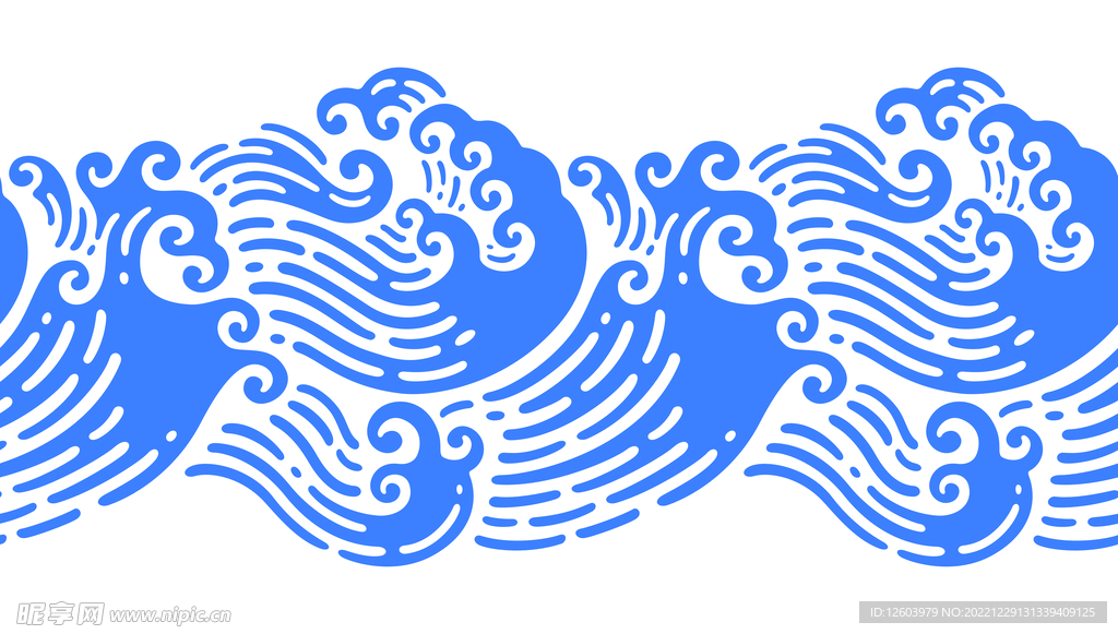 海浪插画元素
