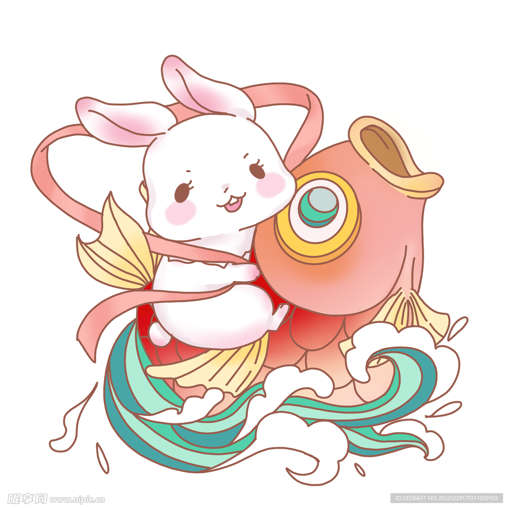 兔年 年年有鱼兔子