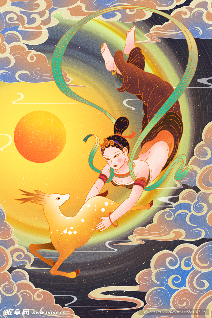 敦煌壁画 敦煌元素 飞天