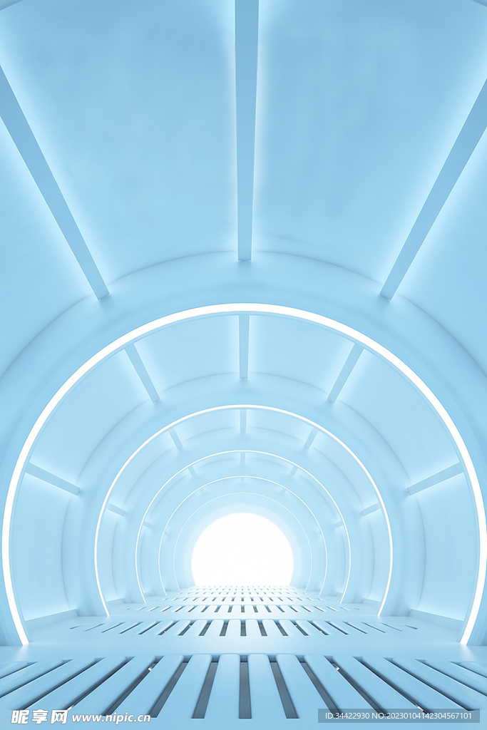 简约蓝色隧道