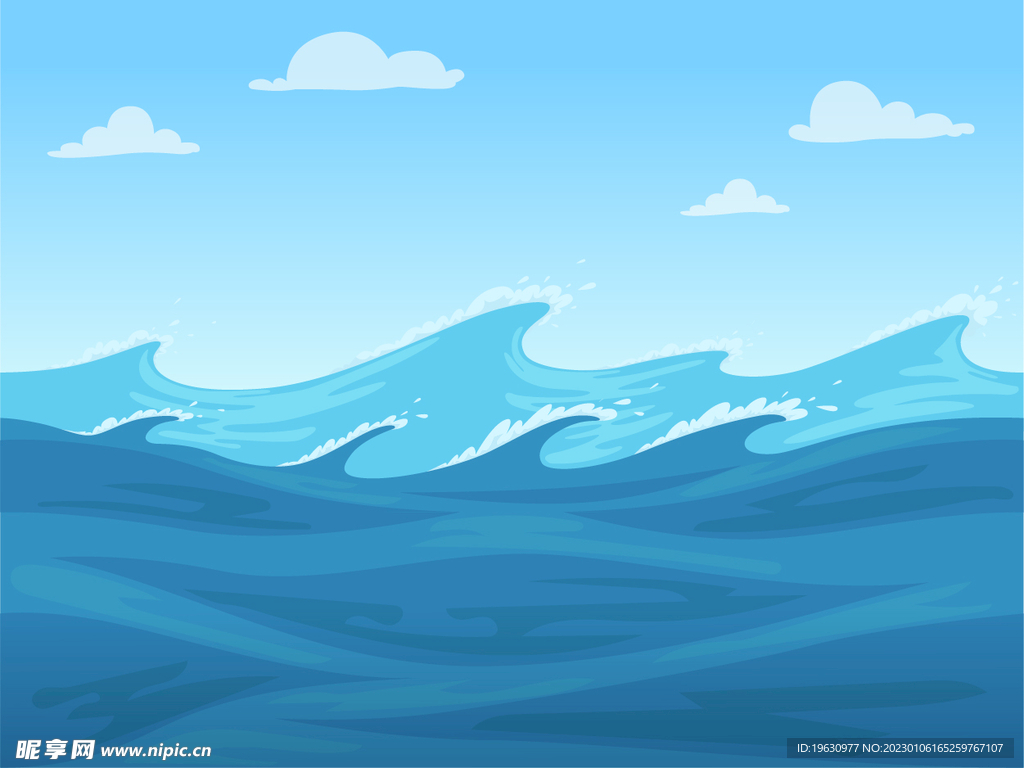 海浪手绘