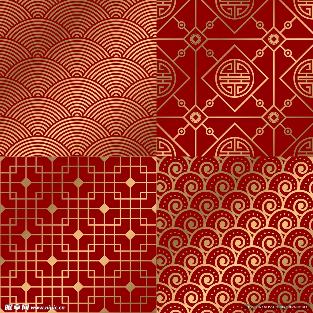 国风传统无缝拼接AI矢量图案