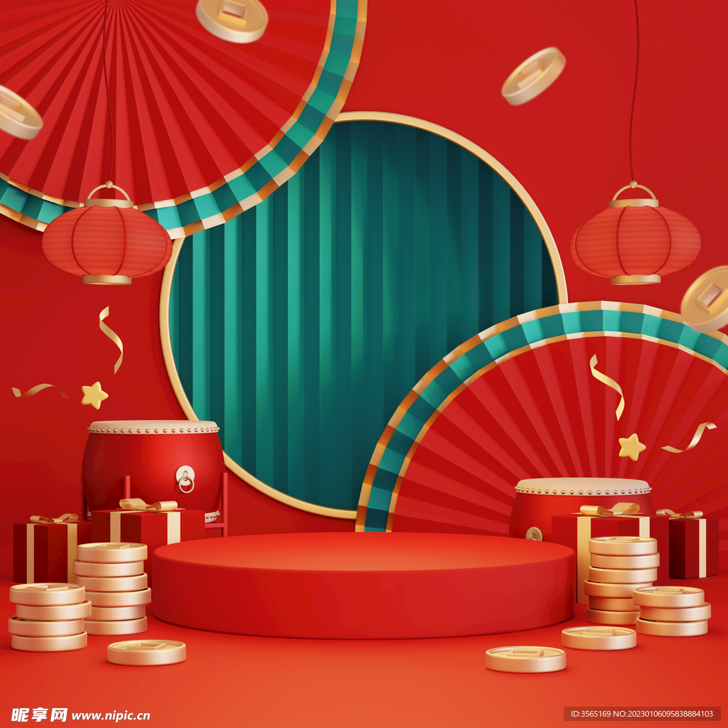 中国风新年产品展示台