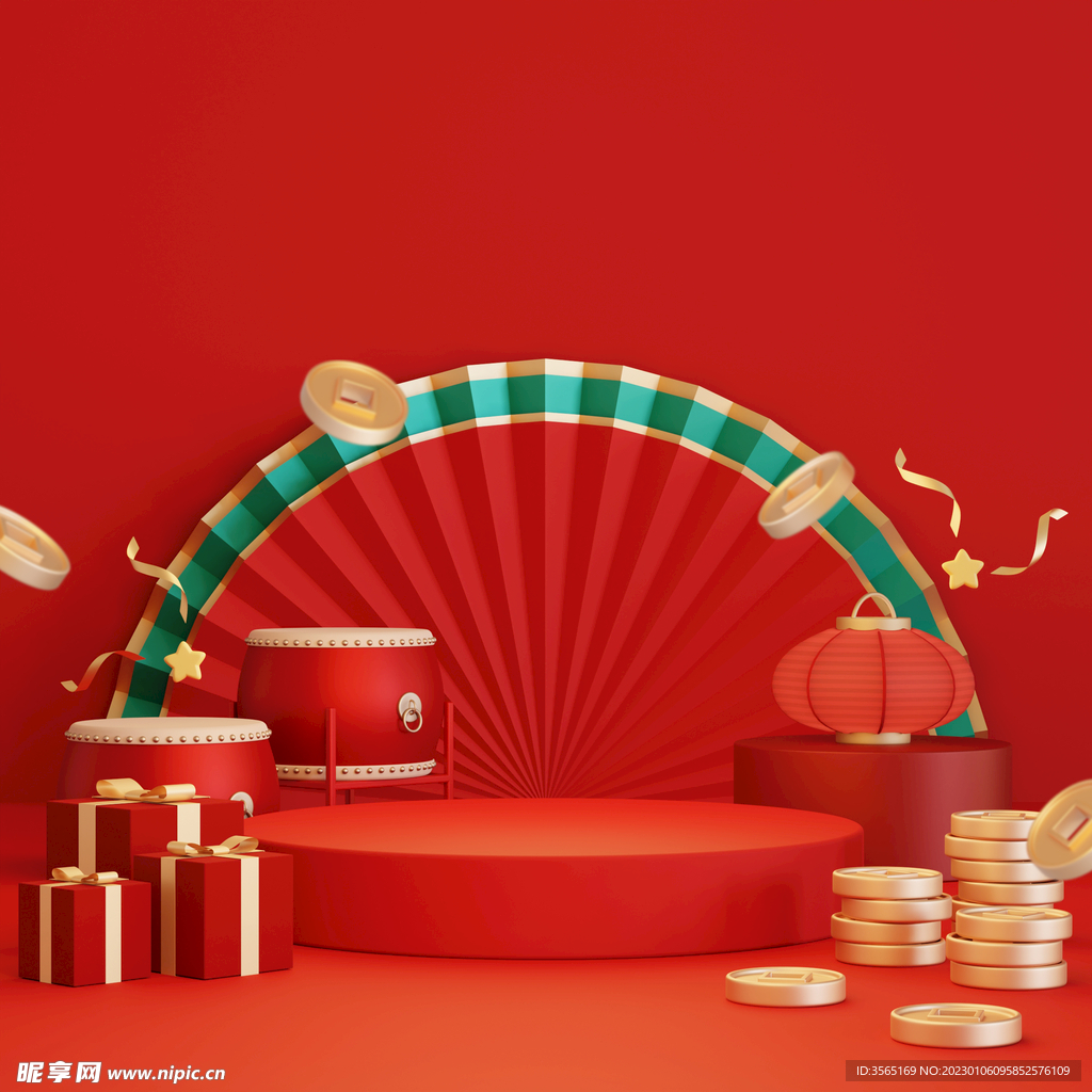 中国风新年产品展示台