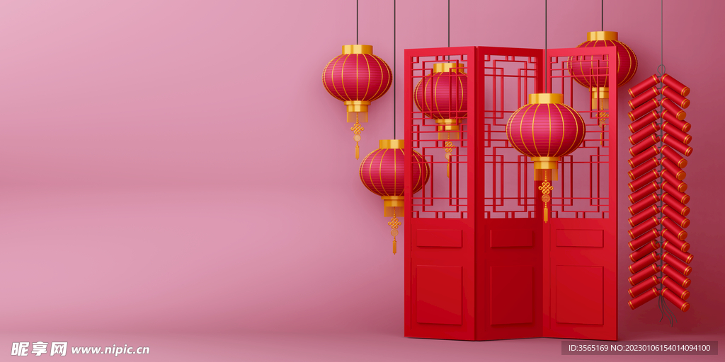 中国红春节元素展示背景素材