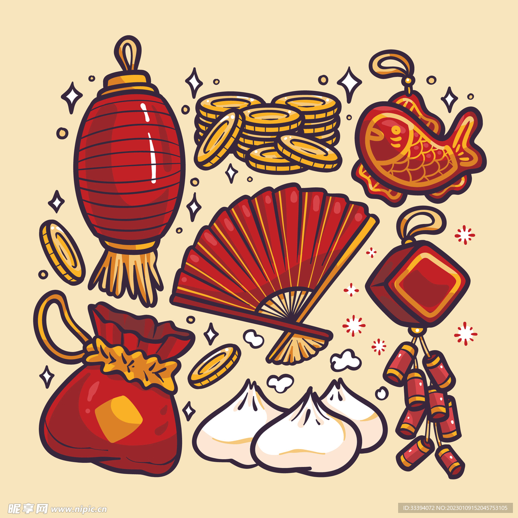 中国新年装饰元素