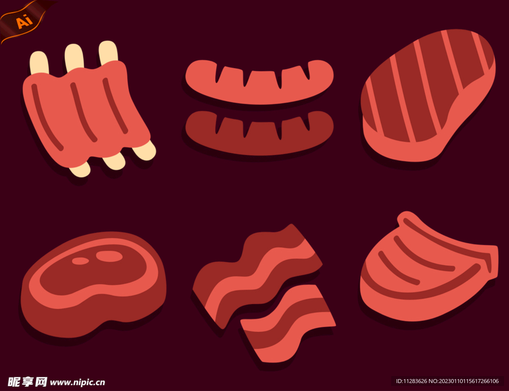 排骨肉排插画