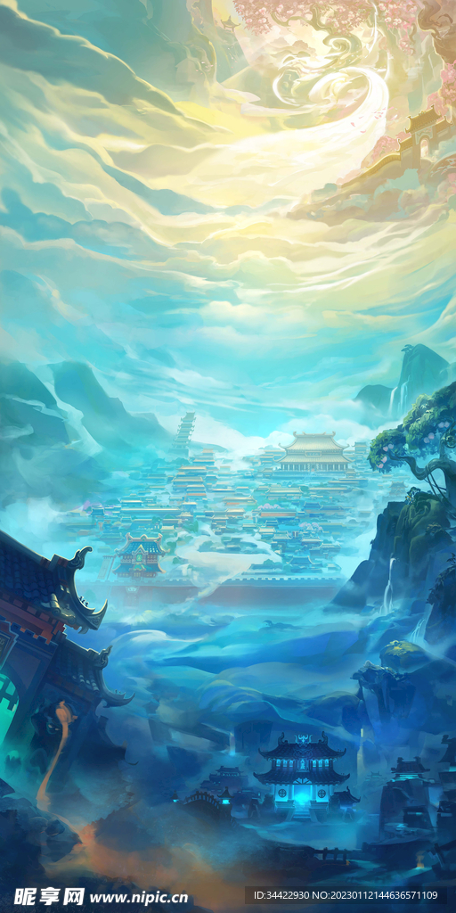 手绘古风背景