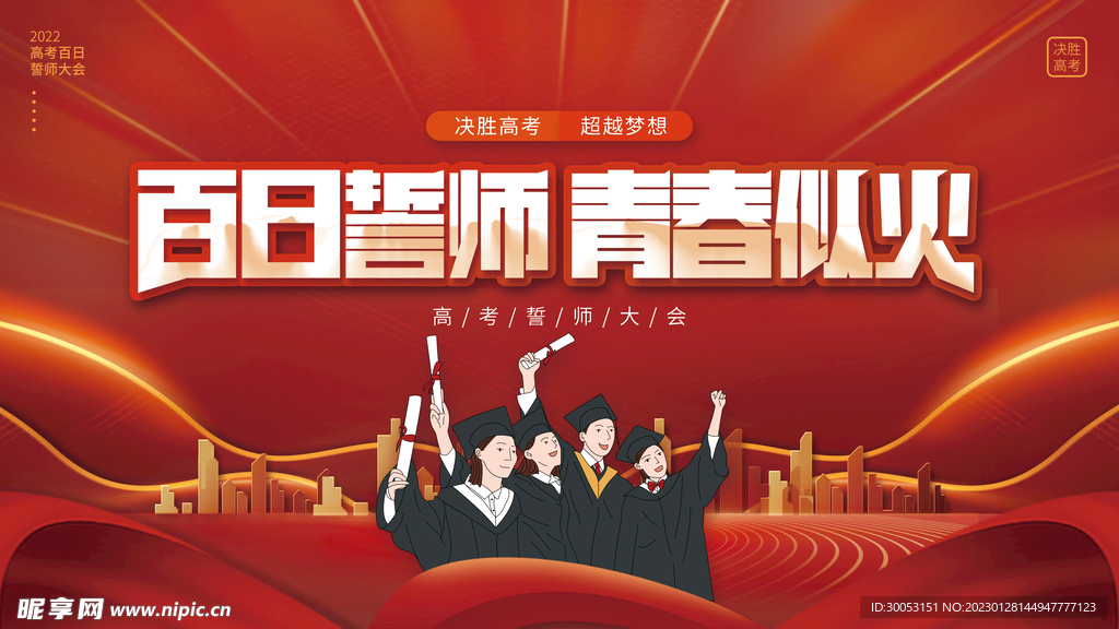 高考百日誓师大会展板