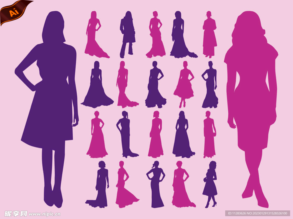 女性礼服剪影