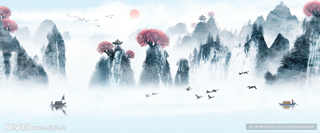 中国风山水背景