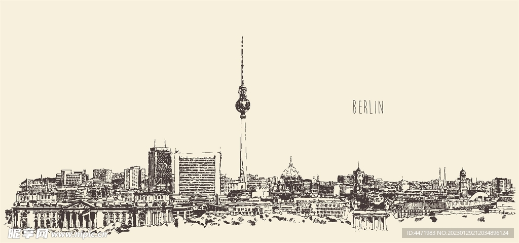 berlin线描插画