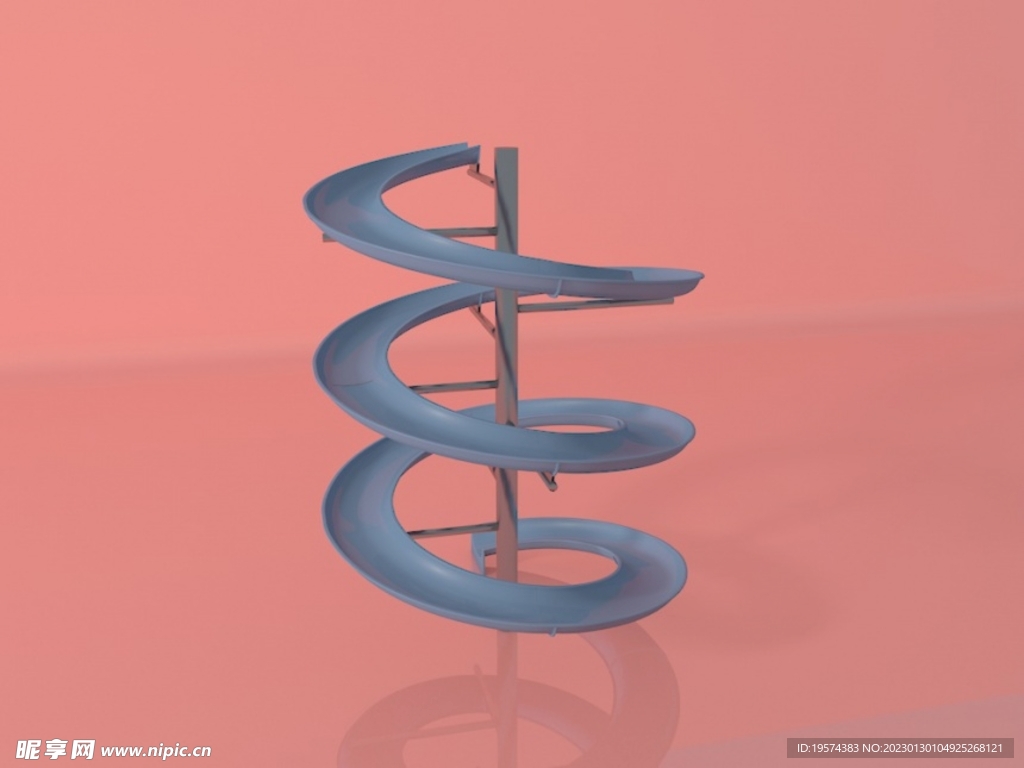 C4D模型旋转滑梯