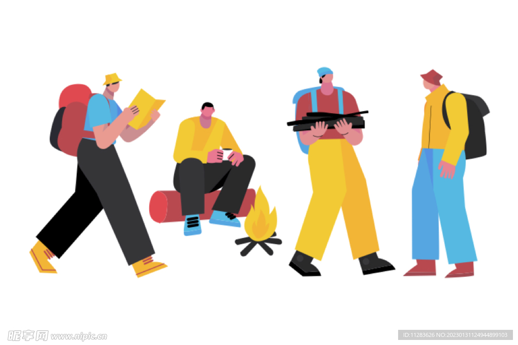 背包客人物插画