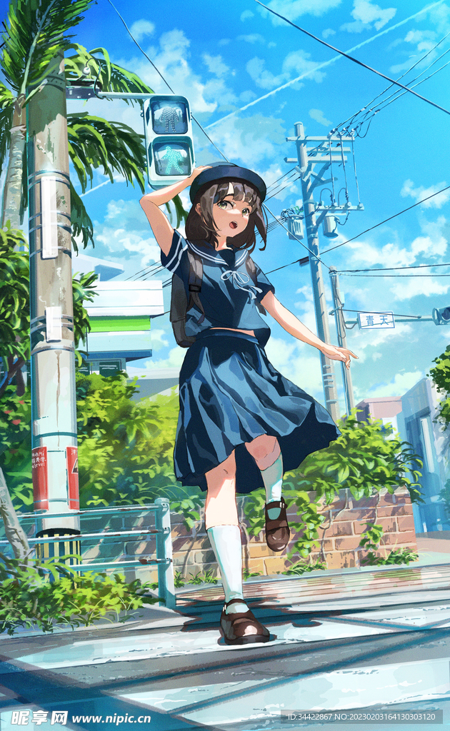 晴空下的少女