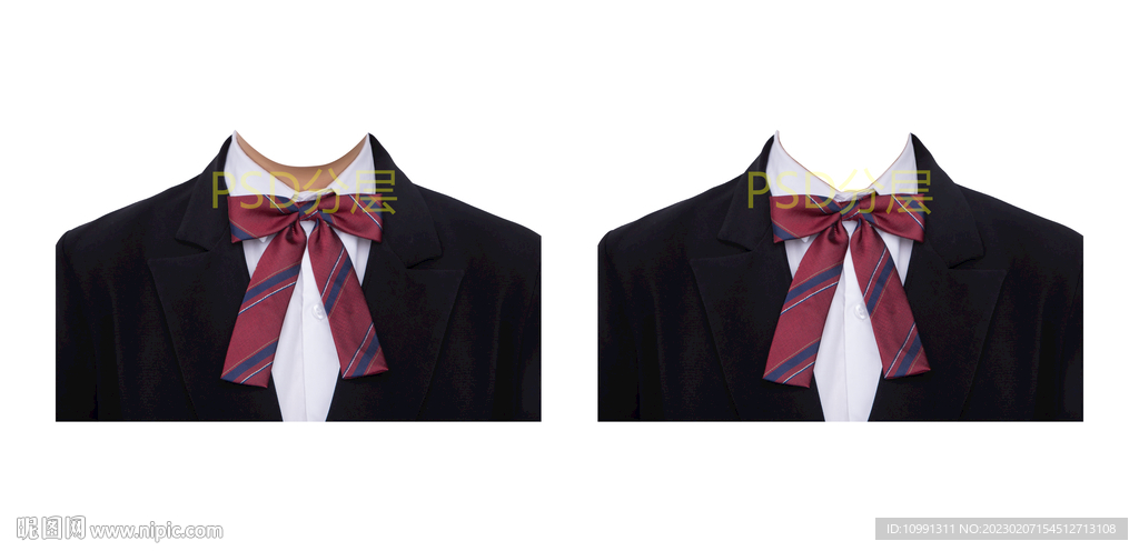 女黑西装红领结衣服素材psd