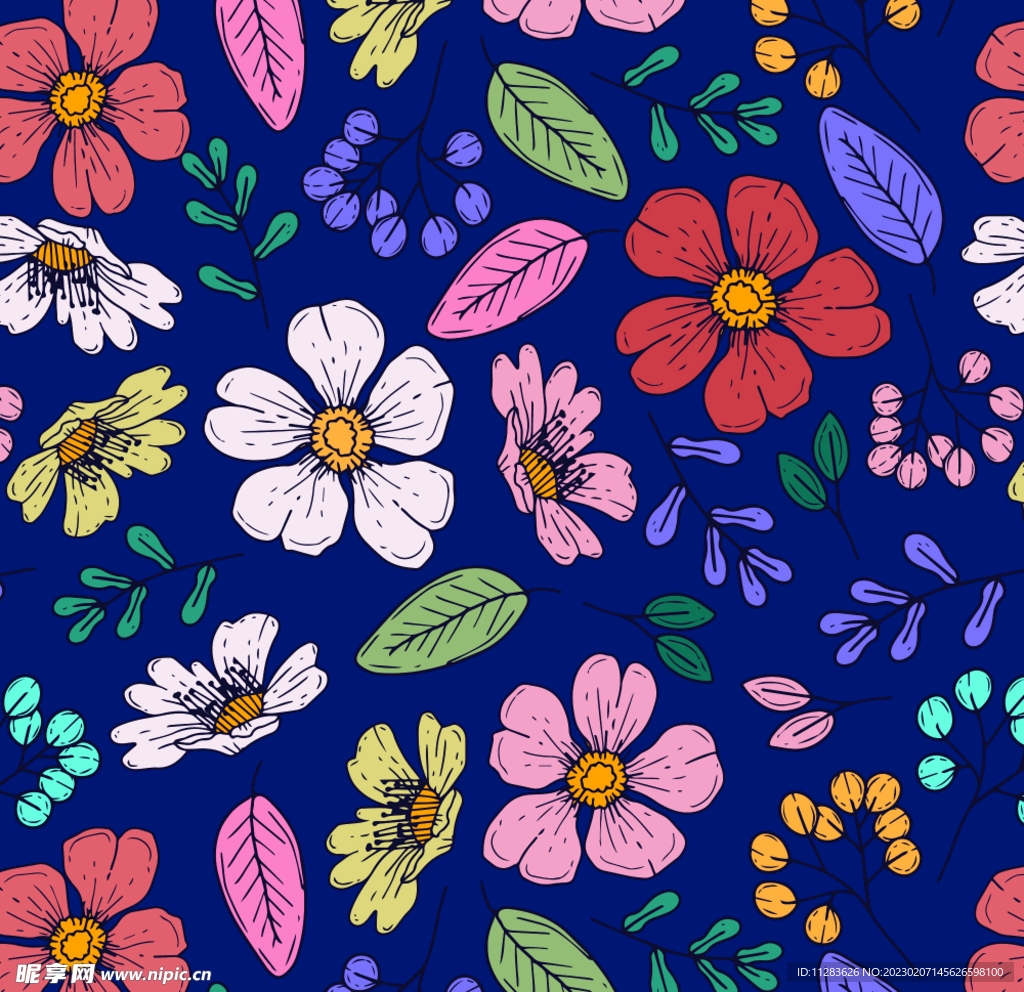 手绘花朵图案