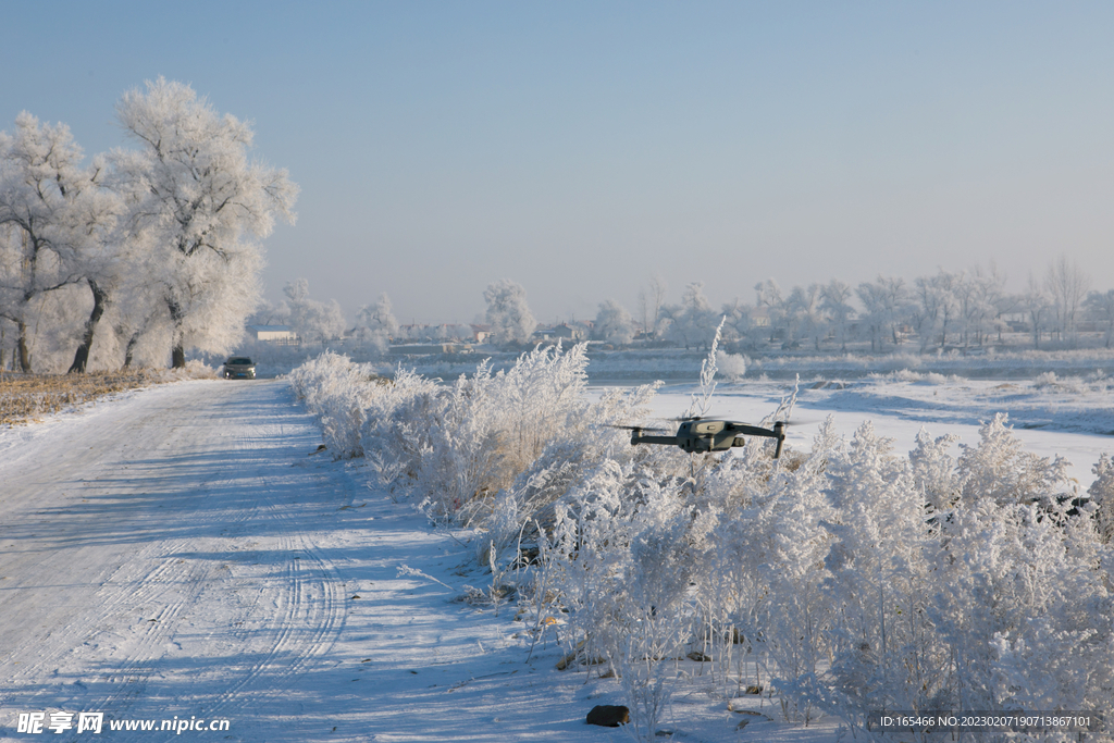 雾凇 雪 无人机