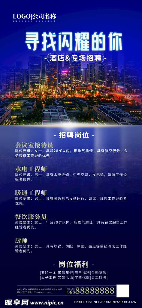 酒店招聘海报