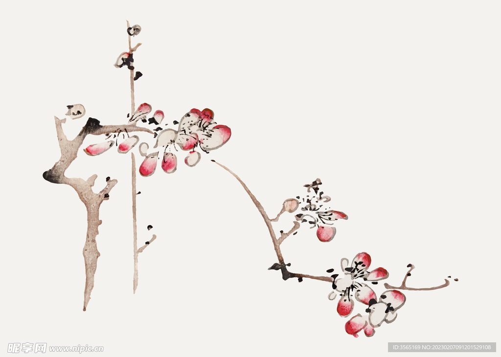 传统水墨梅花矢量素材