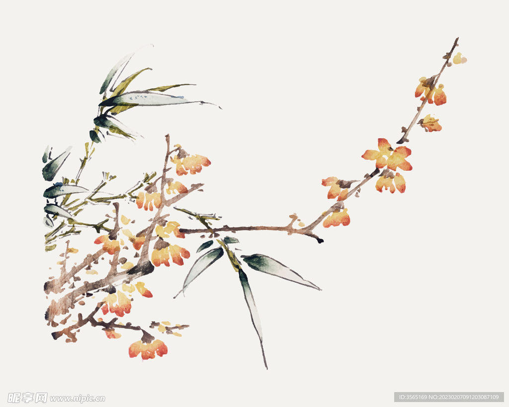 传统水墨梅兰矢量素材