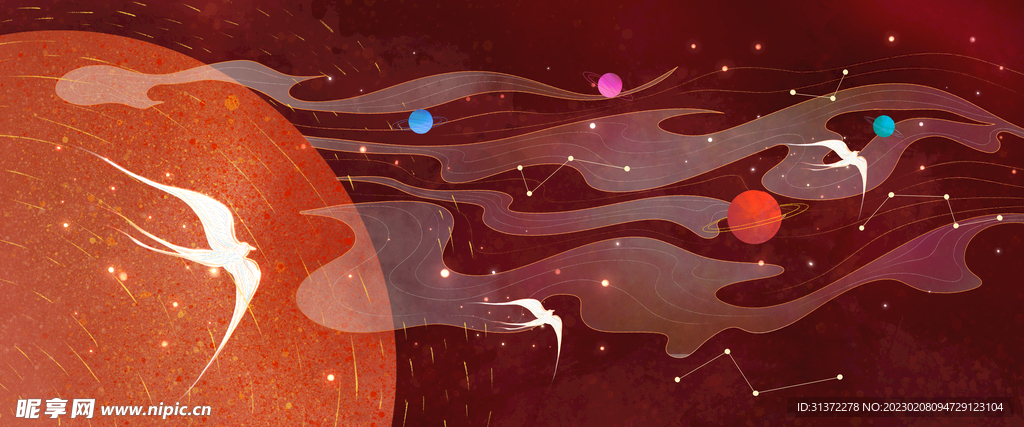 手绘古风插画背景图片