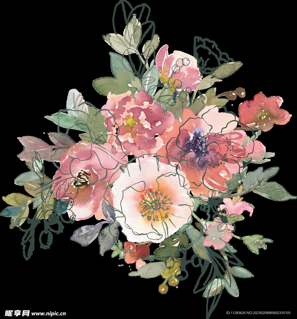水彩鲜花