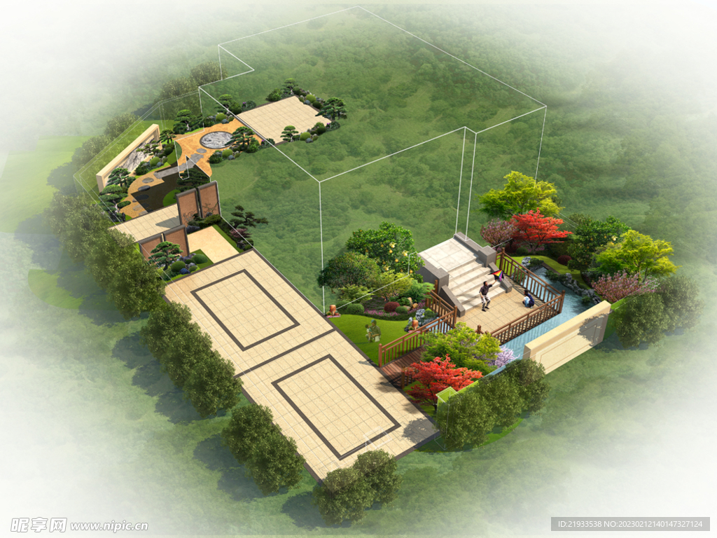 别墅庭院景观效果图