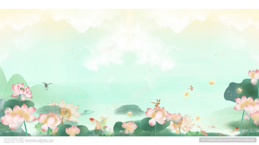 水墨荷花背景