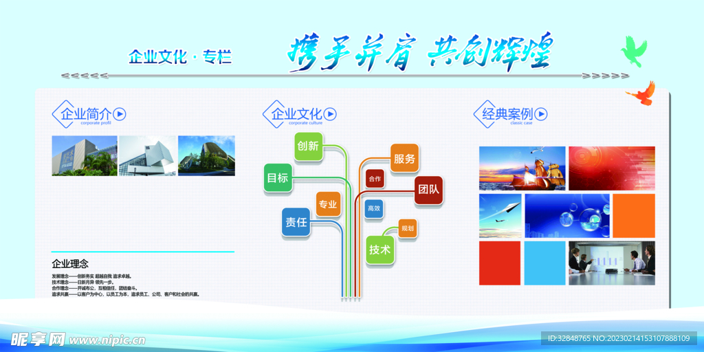 携手并进共创辉煌企业文化墙展板