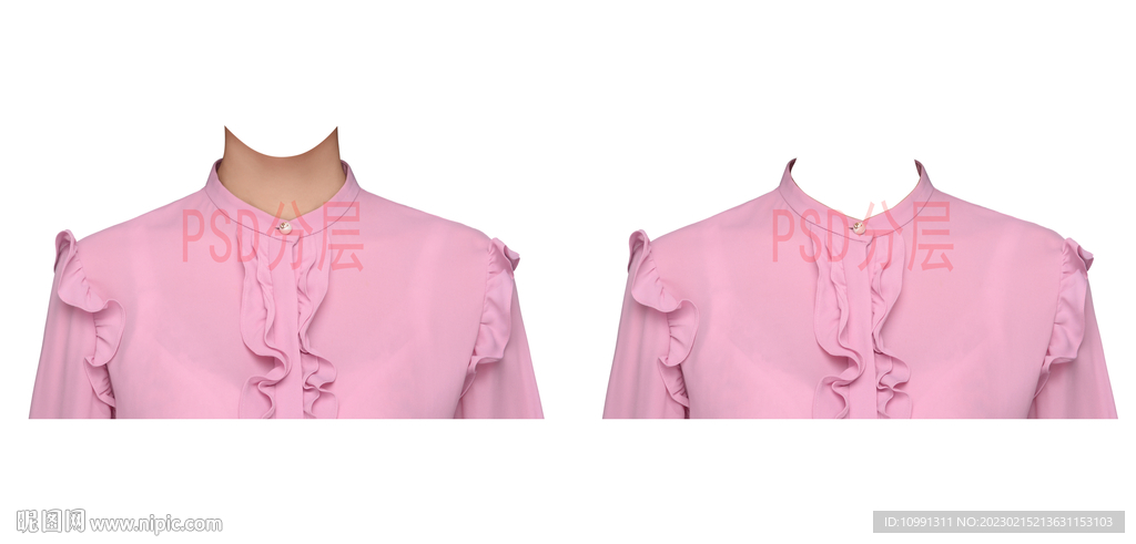 女款粉色证件照休闲装psd