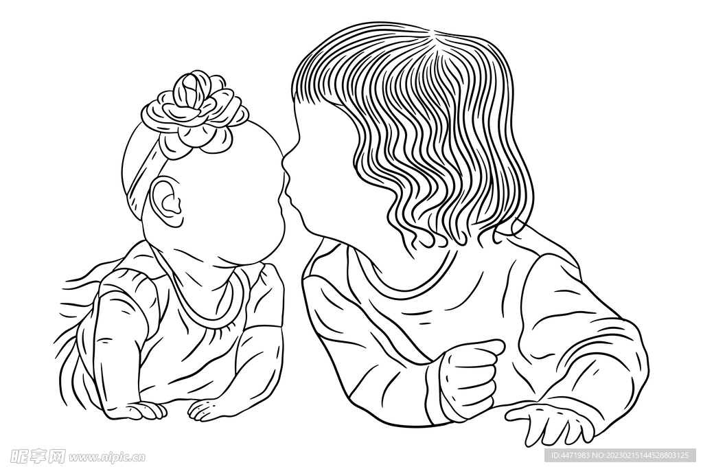 姐妹插画 