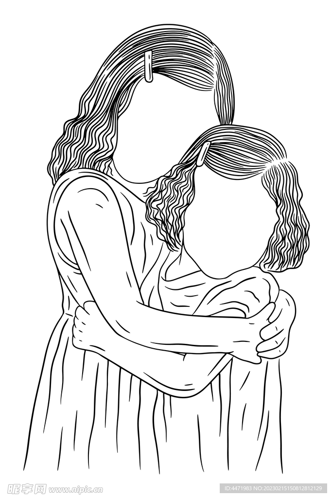 姐妹插画 