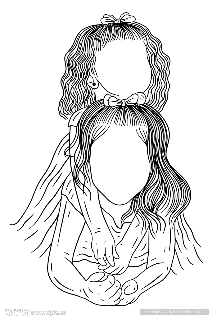 姐妹插画 