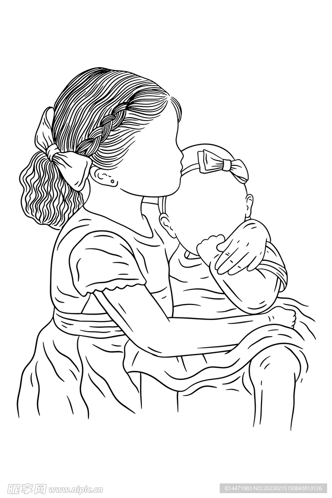 姐妹插画 