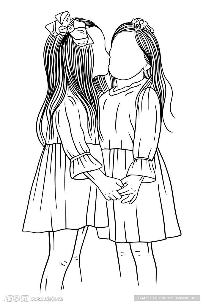 姐妹插画 