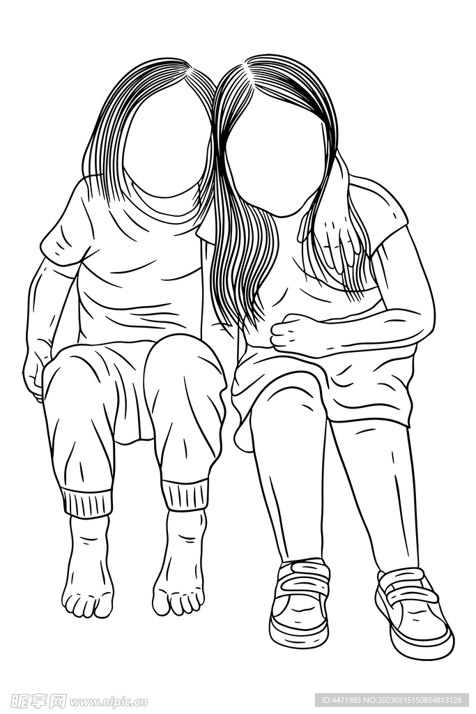 姐妹插画 
