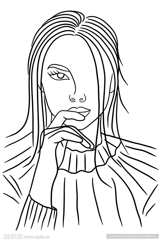 简笔画美女 