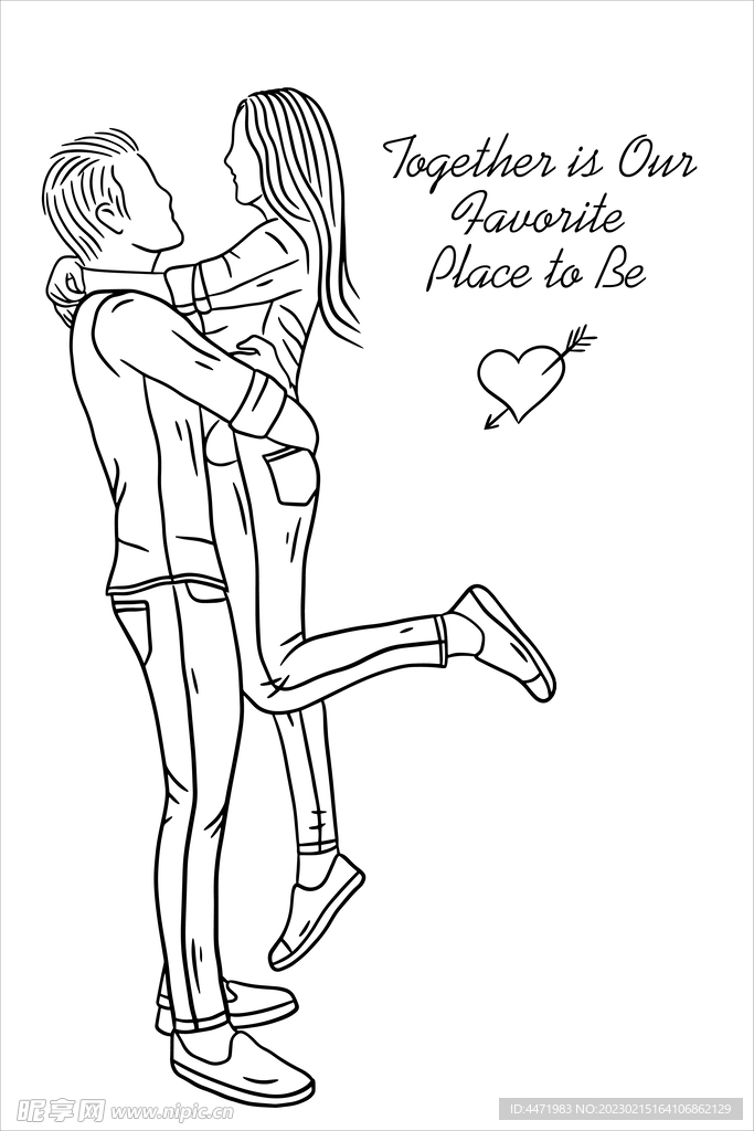 线描情侣 