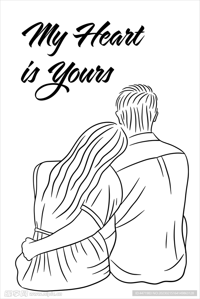 线描情侣