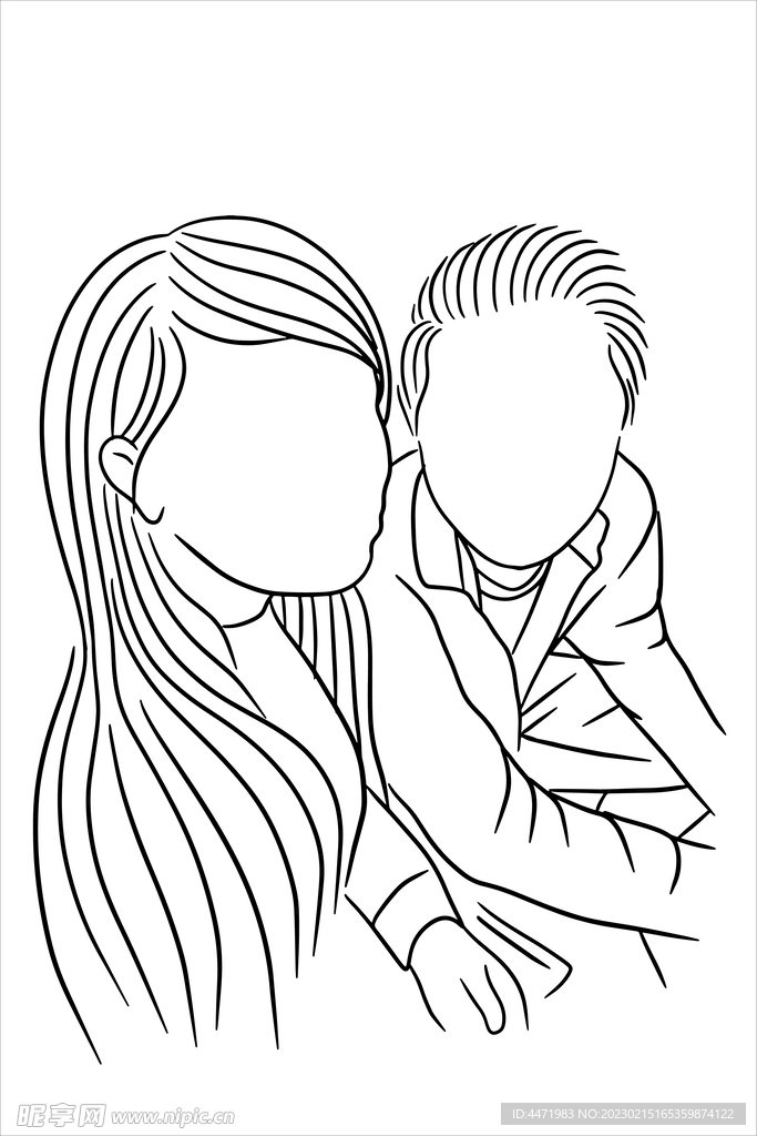 线描情侣 