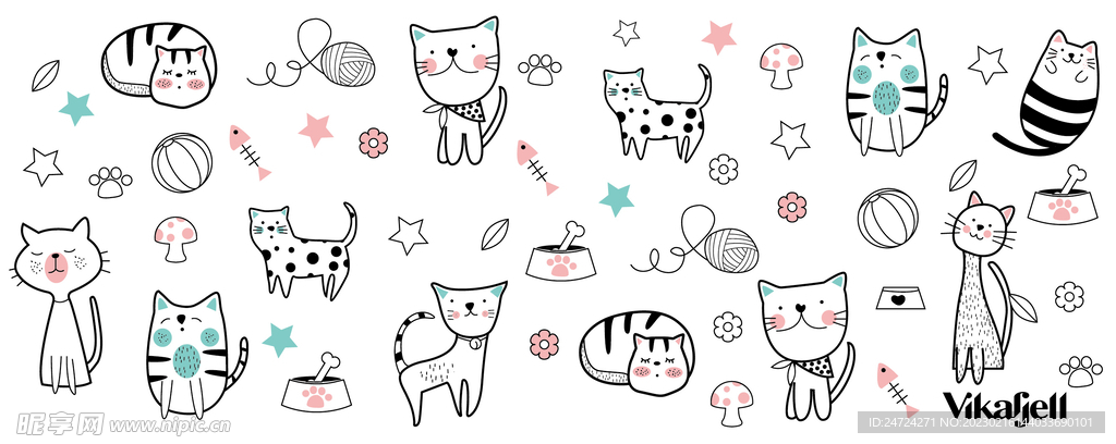 单色可爱小猫