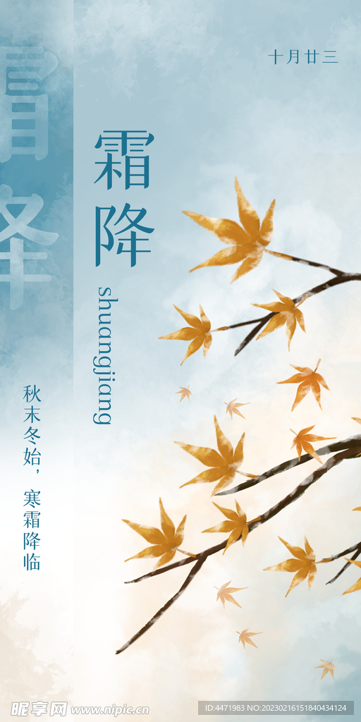 霜降手绘插画