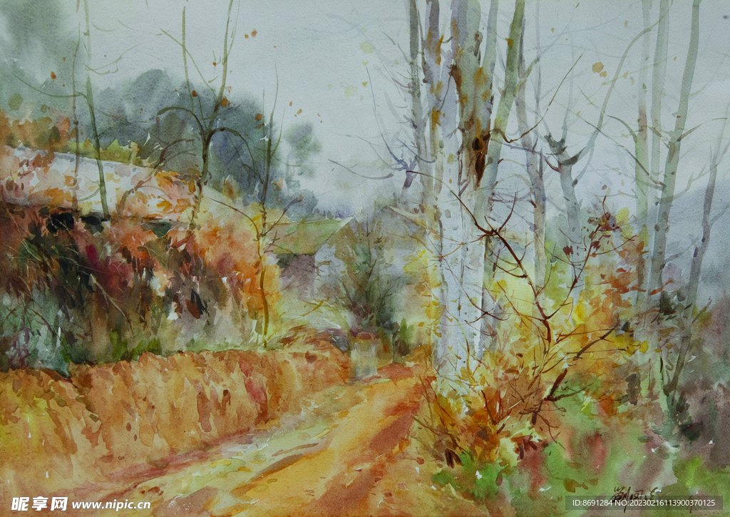 水彩画红土乡音