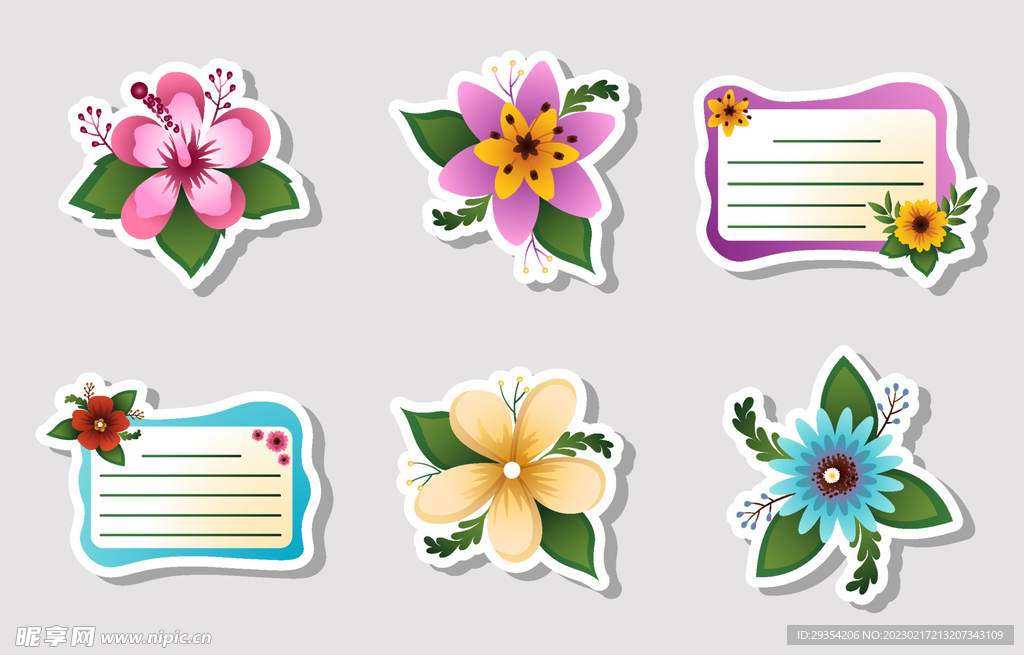 美丽花纹多彩绚丽蝴蝶花贴纸便签