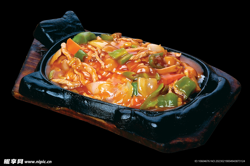 铁板滑菇肉丝饭