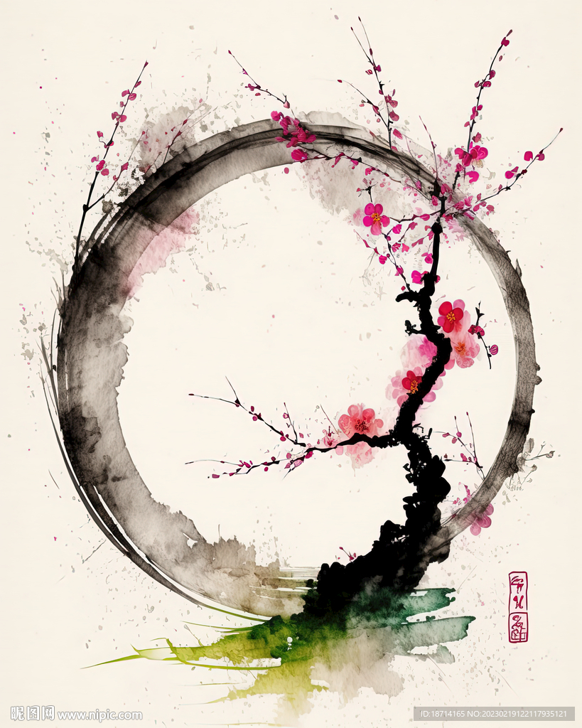 水墨樱花